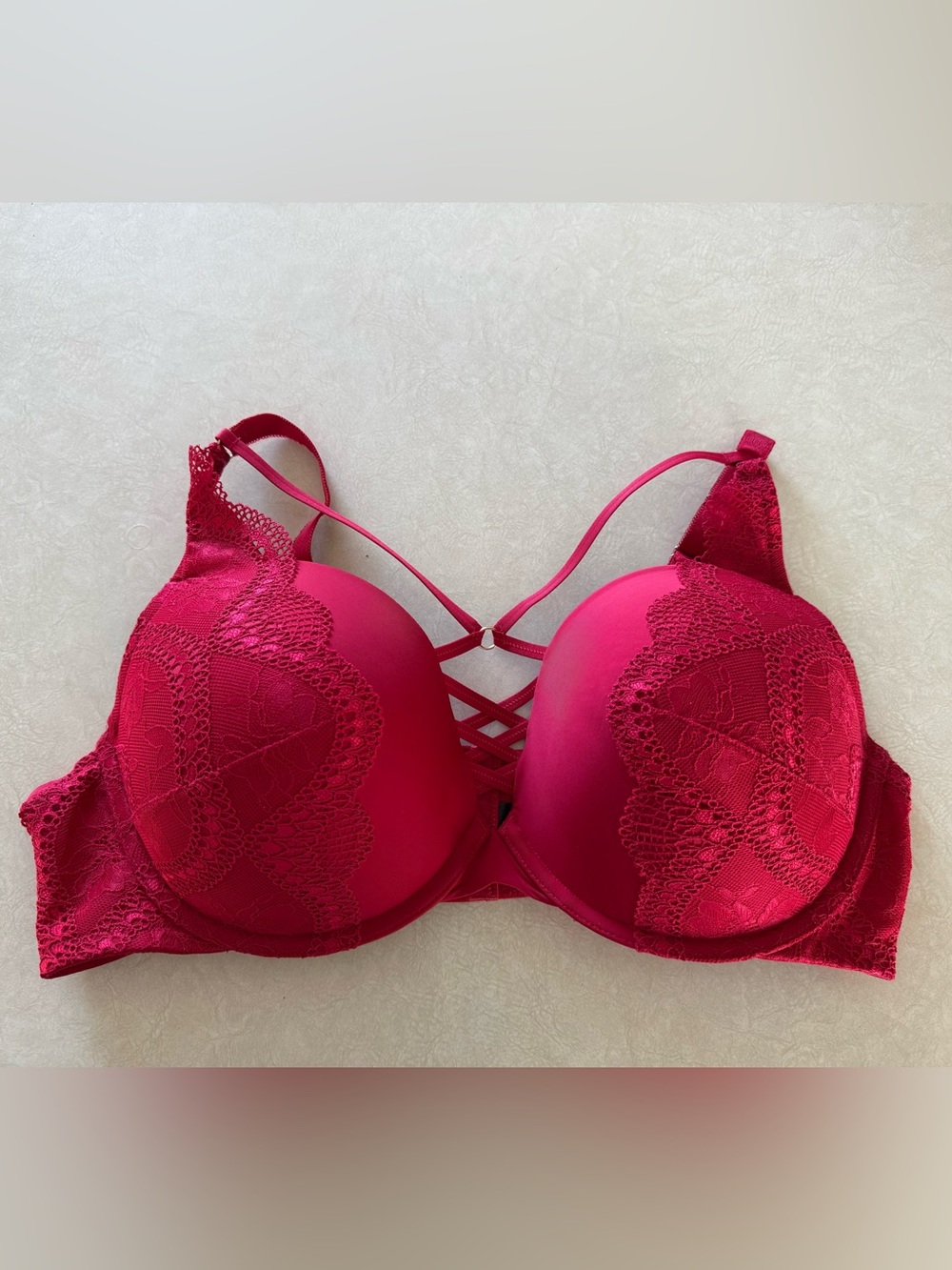 NWOT Torrid XO Plunge Push-Up Bra Red 40DDD Lace Underwire